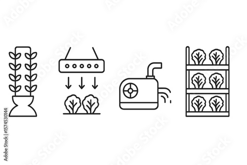 Innovative hydroponic system design features vertical farming, LED lighting, water management, and efficient crop storage