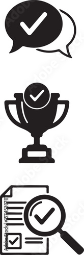 Achieve Success Checkmarks, Trophies, and Verified Documents