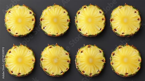 A close up of a bunch of pineapple slices
