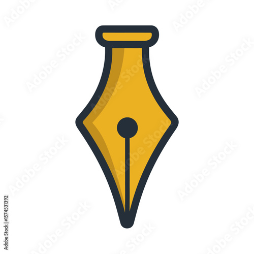 Golden nib symbolizes writing flat design on white