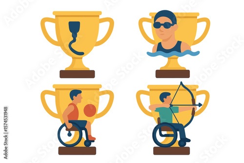 Sports trophies representing different athletic abilities and activities in a vibrant, modern graphic design