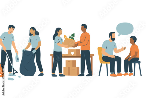 Community members engage in volunteer activities to support local needs and foster connections at a neighborhood organization