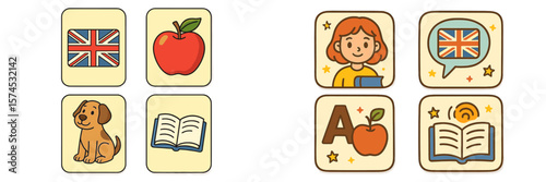 Educational matching game featuring symbols and objects to enhance language learning in a playful setting