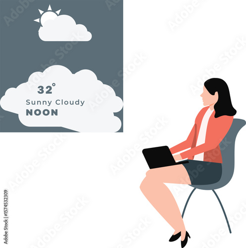 A girl checking afternoon's temperature