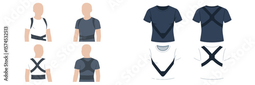 Innovative designs for supportive harnesses and shirts demonstrate ergonomic solutions for various activities and fitness needs