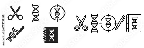 Innovations in genetic editing techniques displayed through illustrations of DNA and molecular tools