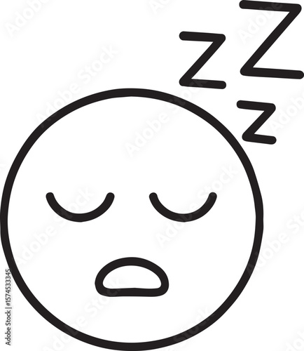 Doodle sleeping emoji line art vector