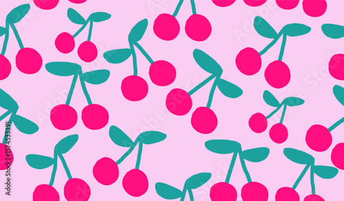 Cute cherry fruits pattern background vector design