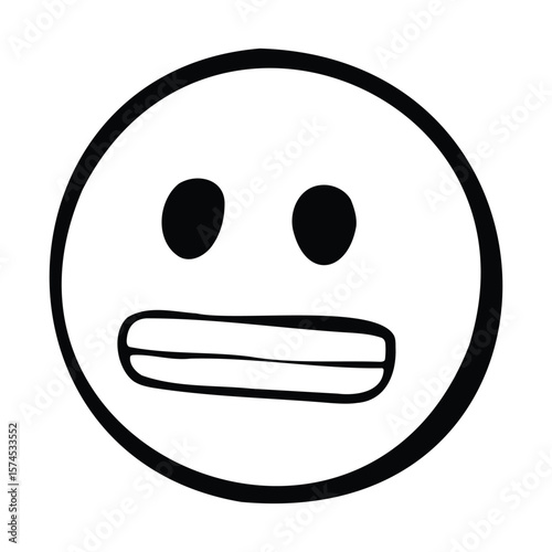 A stylized expression of a frown on a white face