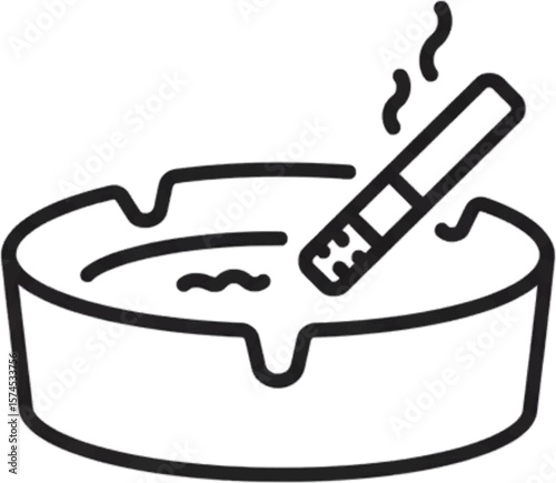 Smoking Cessation A Simple Illustration of an Ashtray and Cigarette