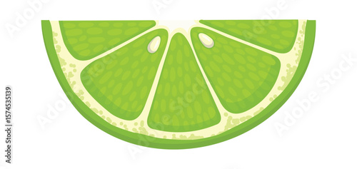 Lime wedge featuring vibrant green color and intricate details of pulp and peel, creating a refreshing visual ideal for food and beverage projects, enhancing any design