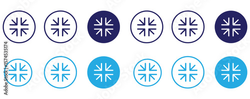 Set of compact size small scale arrow icon collection. Minimize, Resize symbol. Vector Illustration.no snowflake icon Simple thin line logo set