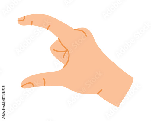 Cartoon hand performing a small amount gesture, pinching thumb and index finger together, effectively symbolizing a tiny or insignificant quantity in a playful and expressive manner