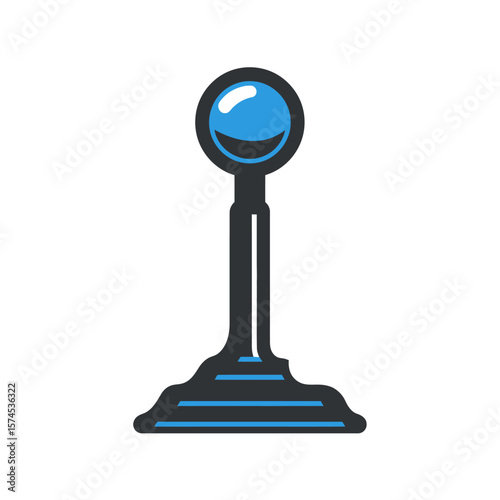 Blue magnifying glass focuses detail object search isolated