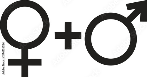 Gender Symbols Male Female Plus Sign Graphic Design