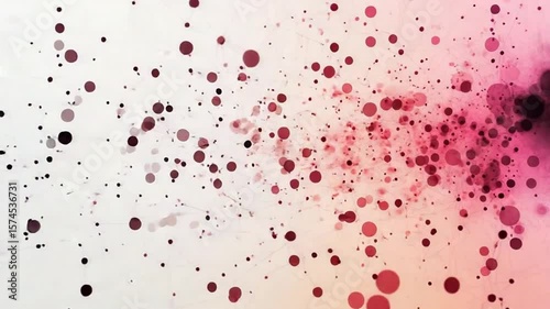 Abstract background with connecting dots and lines, pink and black particles network, digital