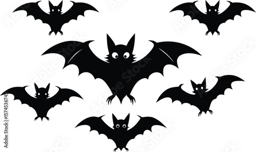 Collection of Seven Bat Silhouettes