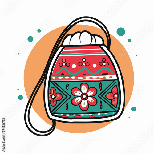 Embroidered Bag Celebrating National Hispanic Heritage Month with Colorful Patterns and Cultural Symbols for Blogs, Social Media, and Educational Content  