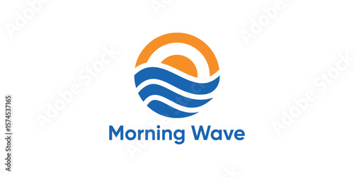 logo design sun and wave,sunrise,sea,beach,design creative modern.