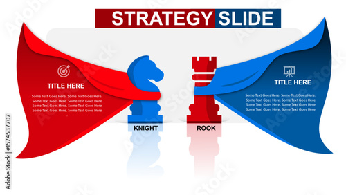 Strategy Infographic Slide with Chess Pieces – Knight and Rook Concept Diagram for Business Comparison, Strategic Planning, SWOT, PowerPoint, and Google Slides Presentation.