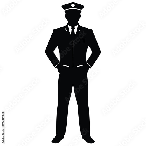 Professional Security Guard Silhouette Safety, Protection, and Surveillance