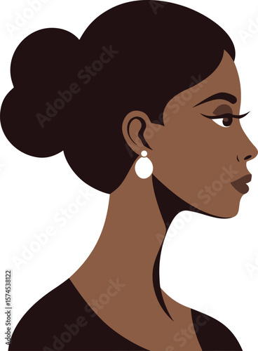 Beautiful Woman with Bun Hairstyle Silhouette