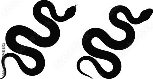 Snake Silhouette Vector Black Reptile Slithering Poses