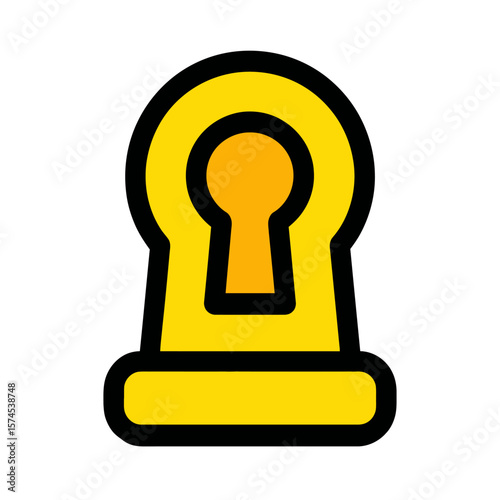 Secure yellow keyhole shows protection access security detail