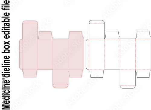 Foldable box template with dashed cut lines dieline packaging design