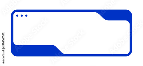 Flat Blue UI Window Frame with Rounded Corners and Minimalist Design. Clean Digital Interface Mockup for Web or App Display.