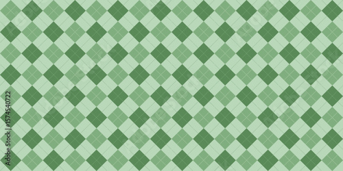 Seamless green argyle pattern with classic diamond shapes in vector style