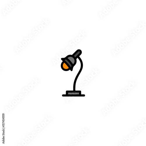 Desk lamp illuminates softly indoors graphic modern style