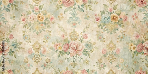 Wallpaper Mural Distressed tapestry wallpaper with muted floral patterns and soft pastel colors Torontodigital.ca