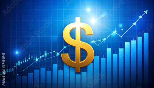 Gold Dollar Sign with Growth Chart.