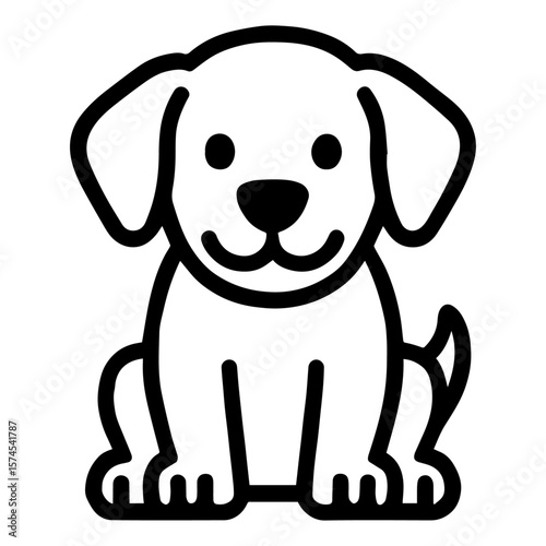 Cute Happy Puppy Dog Sitting Icon Vector - Adorable Pet Illustration