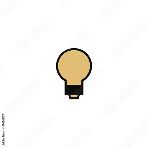 Yellow lightbulb emits idea flat plain background
