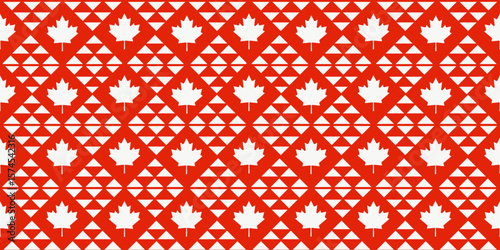 Geometric Maple Leaves seamless Trellis. Vector illustration of Geometrical seamless pattern from canadian Mapple leaf. Perfect Canada day wrapping paper fabric textile print wall deco. EPS 10