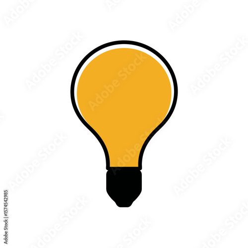Glowing lightbulb signifies idea in minimalist design on white