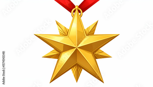 Gold Star Medal Award Ribbon.