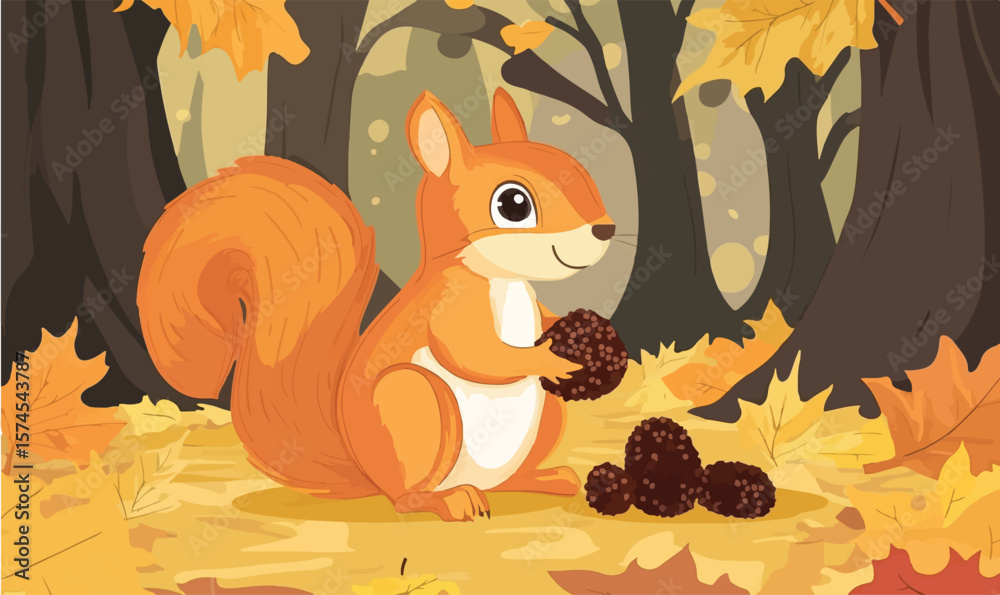 Fototapeta premium squirrel with acorn