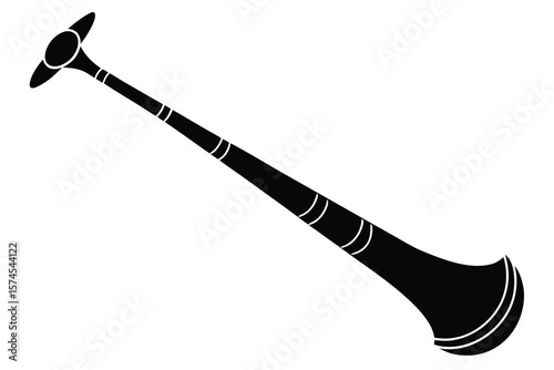 Black silhouette of a traditional indian shehnai wind instrument