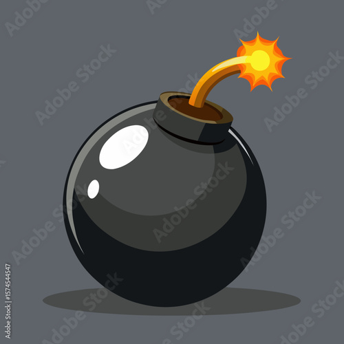 bomb with burning fuse