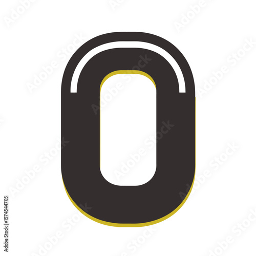 Zero digit displays digitally on plain backdrop closeup