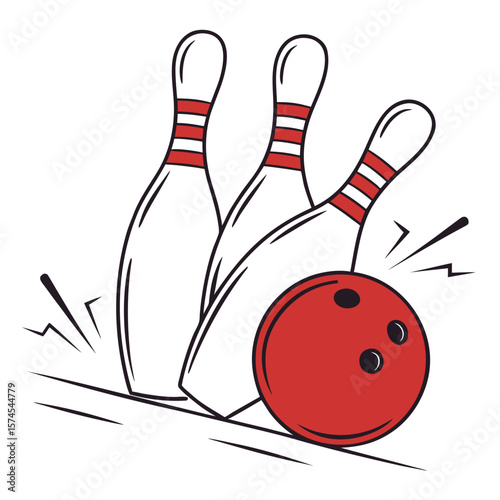 bowling ball and pins on white background