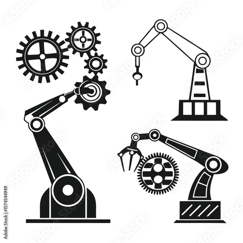 Robotic arms and gears industrial design machinery automation
