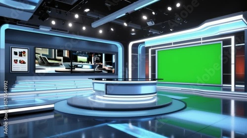 Wallpaper Mural Modern news studio set with green screen and contemporary lighting design Torontodigital.ca