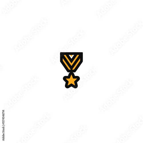 Gold star medal presents award on plain backdrop detail