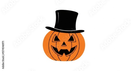 A Cheerful Halloween Pumpkin Wearing a Top Hat Ready for Trick or Treating Fun