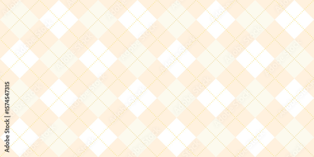 Fototapeta premium Seamless cream argyle pattern with soft diamond check design
