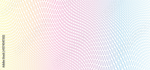 Wave safety, security lines. Passport, diplomas, voucher, banknotes or certificates template. Guilloche pattern, poligonal lines. Soft rainbow, wavy stripes. Watermark, ticket or label. Line waves.